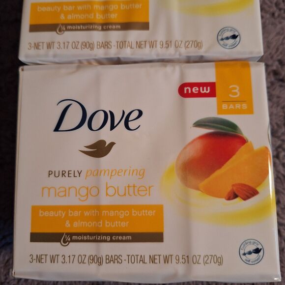 2 PK Dove Glowing‎ Gentle 6 Bars Soap Mango/Almond Butter ~ 3.17 oz each - Picture 2 of 8